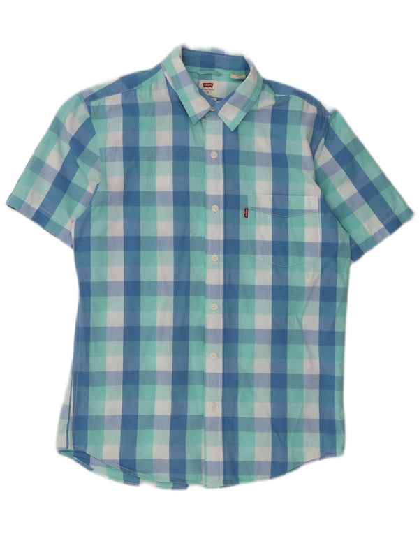 Ανδρικό κοντομάνικο πουκάμισο Levi's Small Blue Gingham Cotton