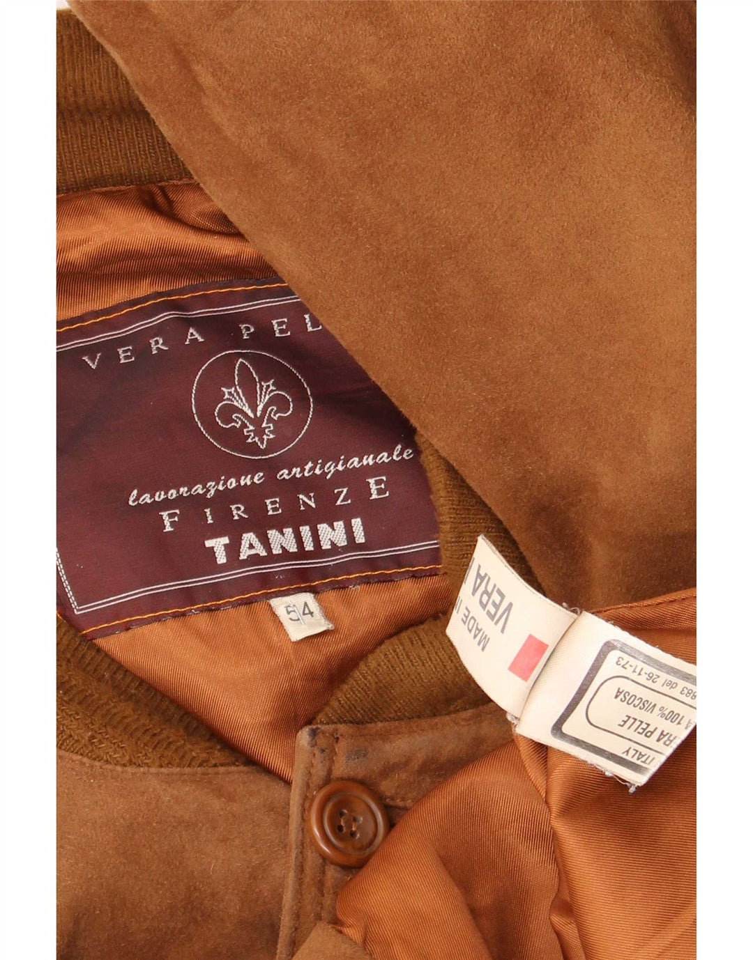 Vintage Ανδρικό Suede Bomber Jacket IT 54 2XL Καφέ Δερμάτινο