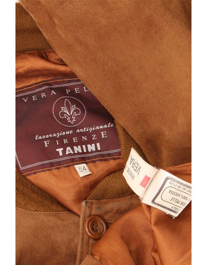 Vintage Ανδρικό Suede Bomber Jacket IT 54 2XL Καφέ Δερμάτινο