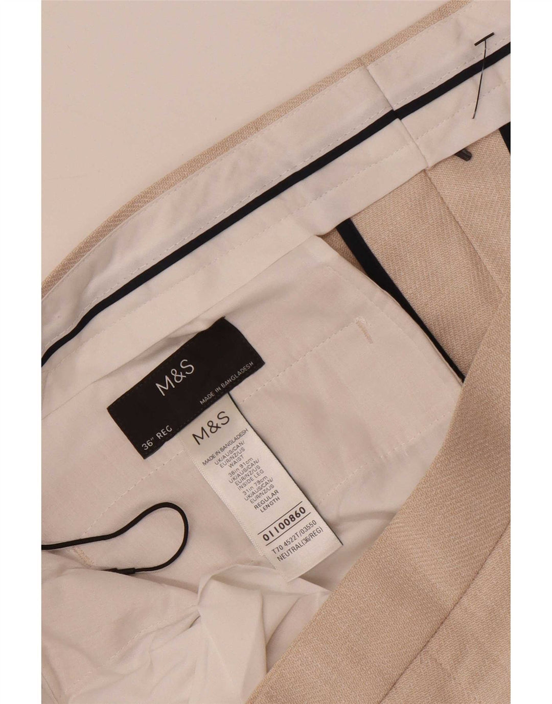 Ανδρικό κωνικό παντελόνι Chino Marks & Spencer W36 L30 Beige Polyester