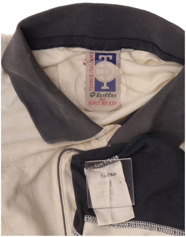 Ανδρικό μπλουζάκι ράγκμπι πόλο LOTTO UK 40/42 μεγάλο λευκό χρώμα πολυεστέρα