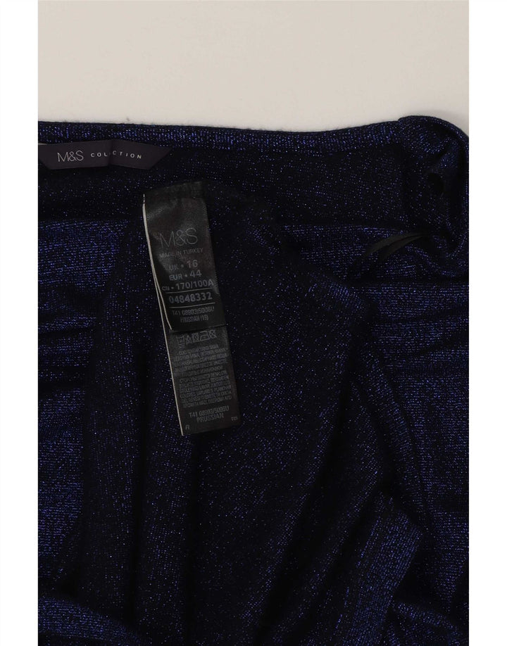 Marks & Spencer Γυναικείο Longline Top 3/4 μανίκι UK 16 Large Blue Viscose