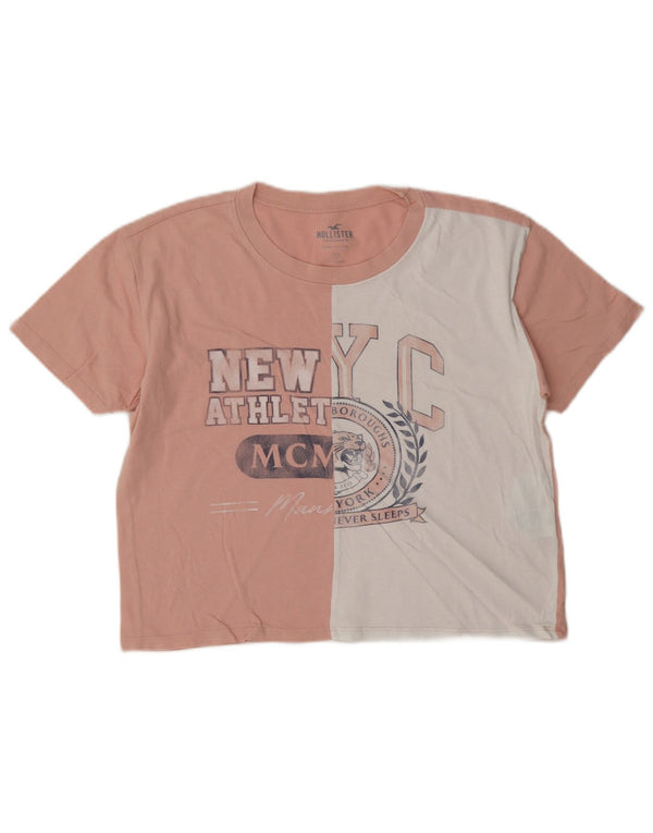 Γυναικείο γραφικό μπλουζάκι Hollister Crop Top 10 Small Pink Colourblock