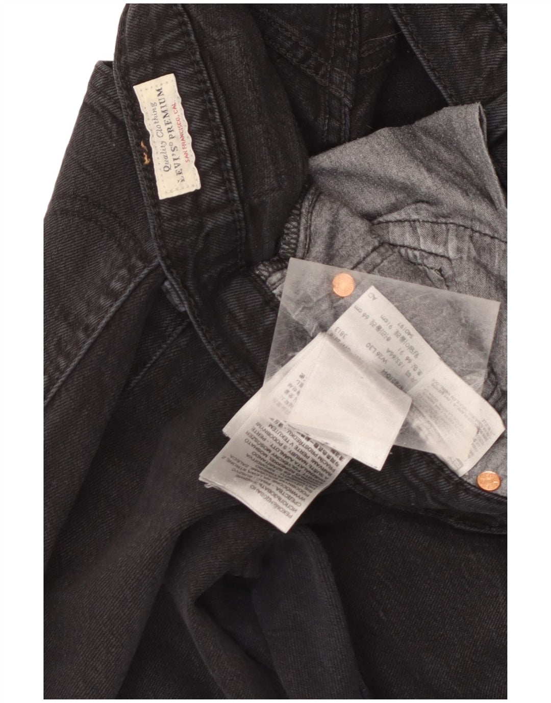 Levi's Mens 501 Straight Jeans W26 L30 Μαύρο βαμβακερό