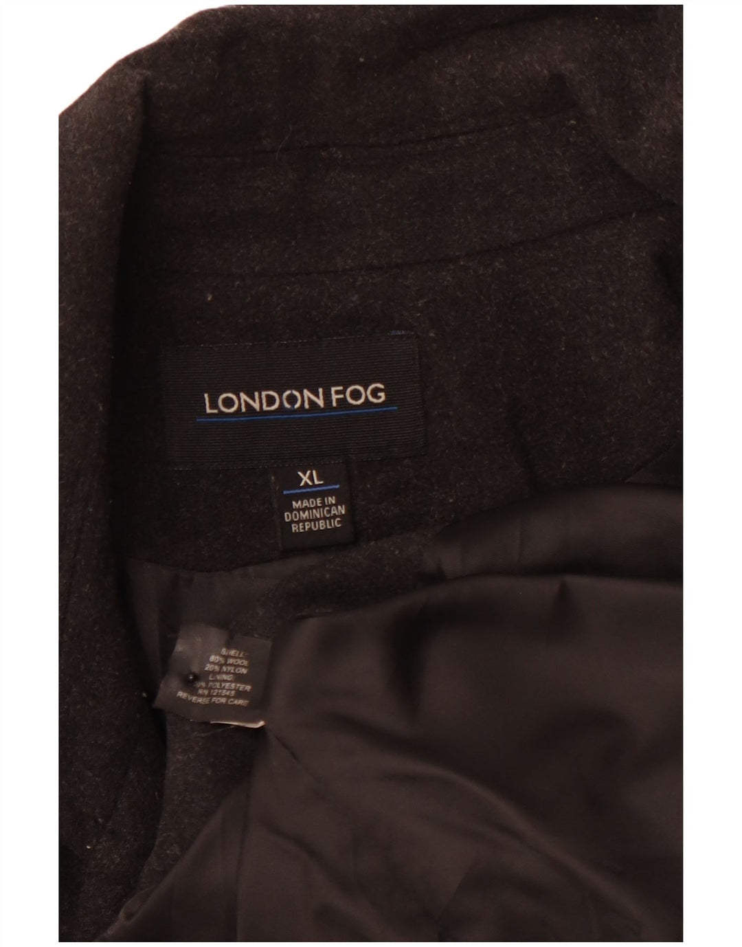 LONDON FOG Γυναικείο παλτό μπιζελιού UK 18 XL Μαύρο μαλλί