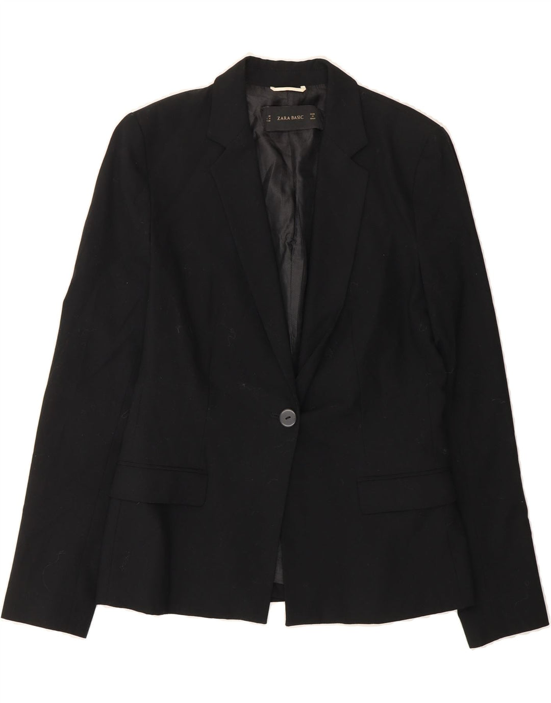 ZARA Womens 1 Button Blazer Jacket EU 38 Small Black Acetate Vintage Zara and Second-Hand Zara from Messina Hembry 