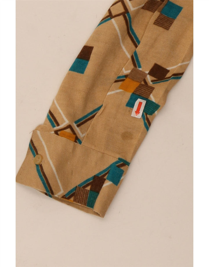 VINTAGE Γυναικείο Πουκάμισο UK 12 Medium Beige γεωμετρικό