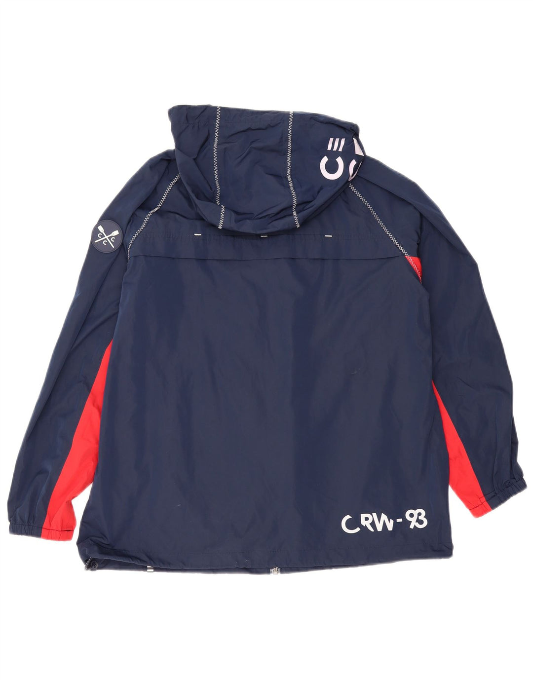 Crew Clothing Γυναικείο γραφικό μπουφάν βροχής UK 12 Medium Navy Blue Colorblock