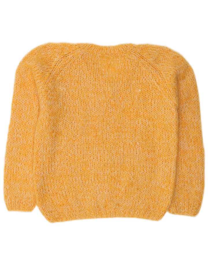 Vintage γυναικείο πουλόβερ με λαιμόκοψη UK 14 Medium Yellow
