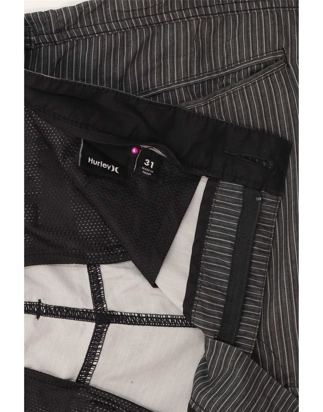 Ανδρικό σορτς Chino Hurley W31 με μεσαίο γκρι ριγέ πολυεστέρα