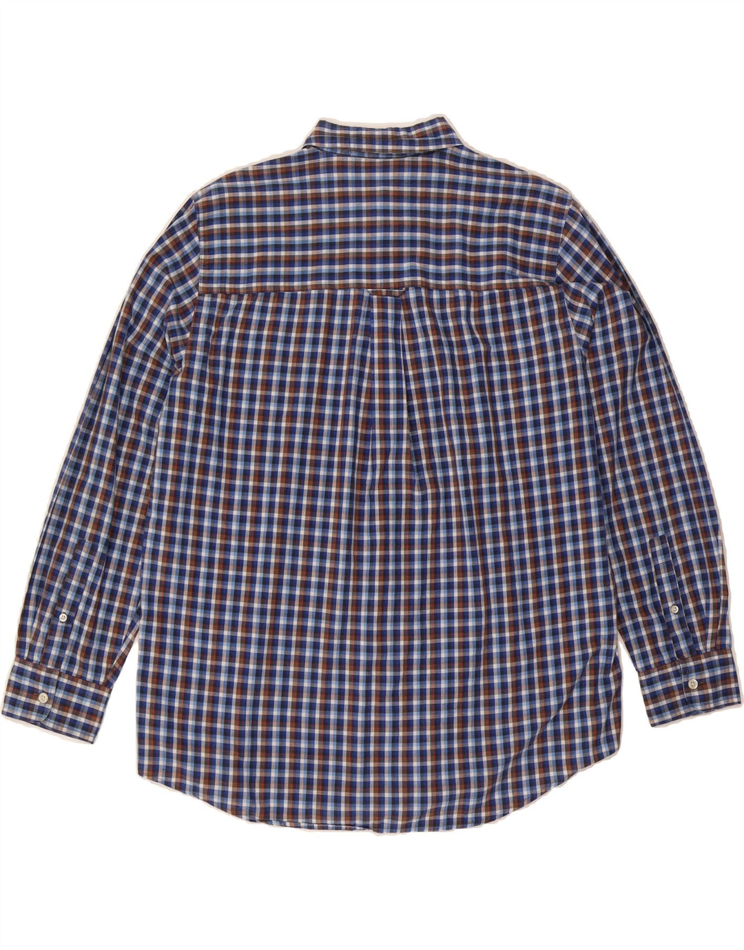 CHAPS Mens Easy Care Shirt Large Navy Blue Check Cotton Vintage Chaps and Second-Hand Chaps from Messina Hembry 