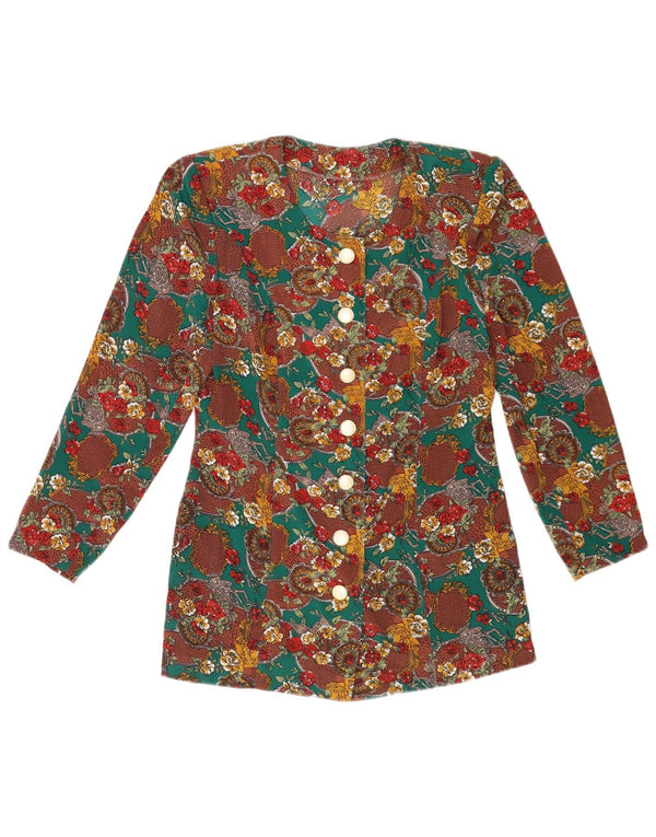 Vintage γυναικείο πουκάμισο μπλούζα UK 10 Small πολύχρωμο Floral