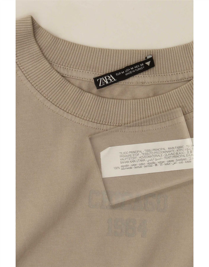 Zara Γυναικείο τοπ μακρυμάνικο μεσαίο μπεζ βαμβακερό