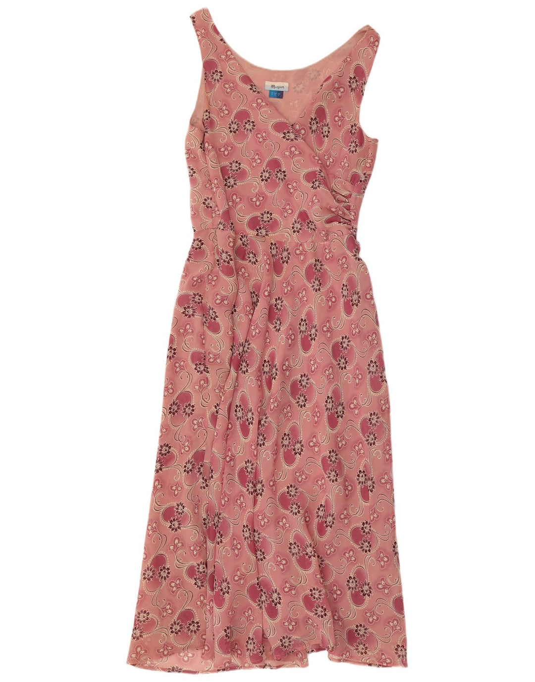Γυναικείο Αμάνικο Maxi Φόρεμα MONSOON UK 10 Small Pink Floral Silk