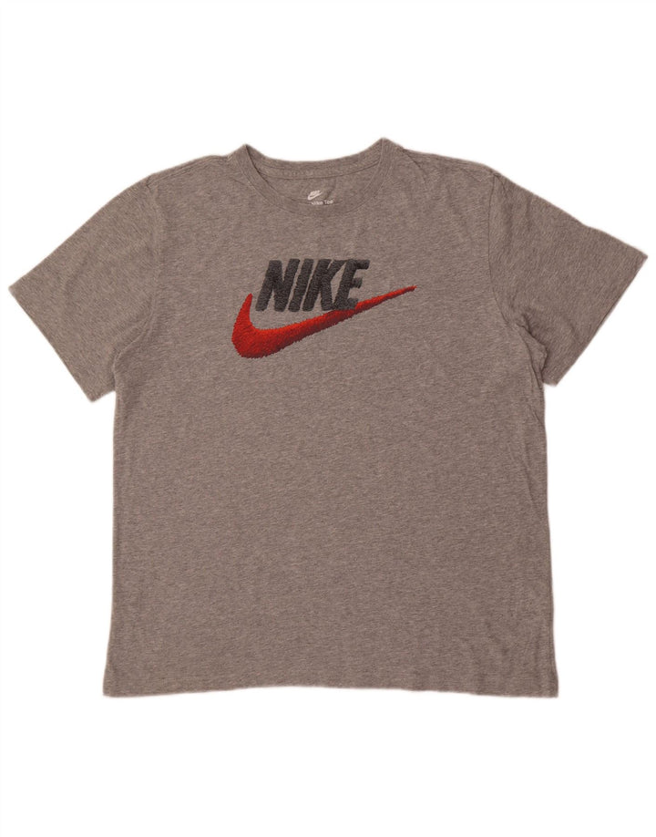 Ανδρικό γραφικό μπλουζάκι Nike, βαμβακερό μεγάλο γκρι χρώμα