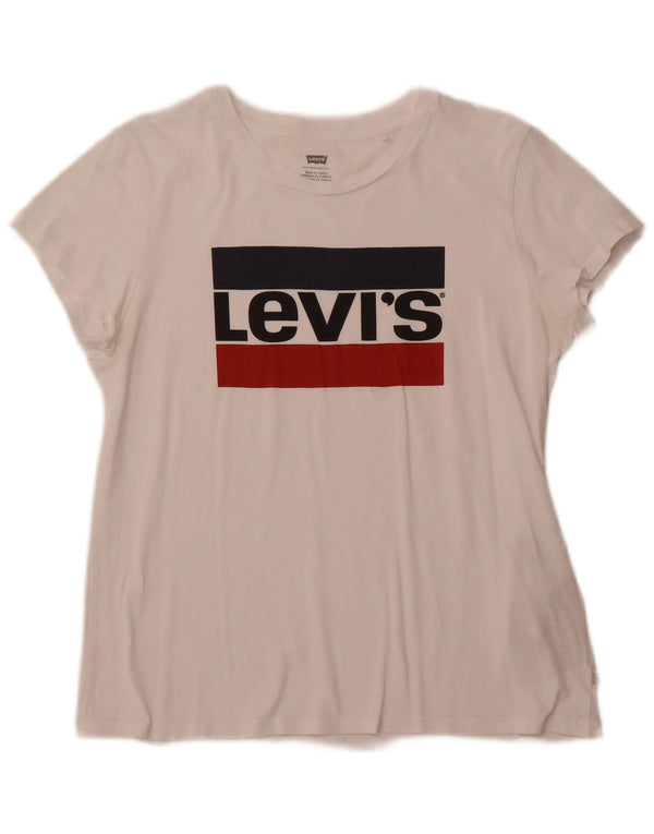 Γυναικείο γραφικό μπλουζάκι LEVI'S Top UK 12 μεσαίο λευκό βαμβακερό