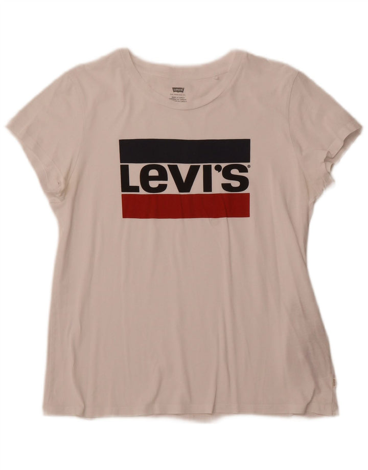 Γυναικείο γραφικό μπλουζάκι LEVI'S Top UK 12 μεσαίο λευκό βαμβακερό
