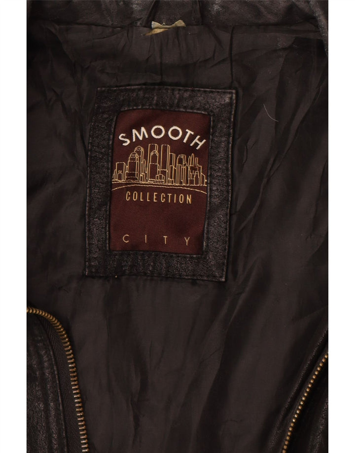 VINTAGE Ανδρικό Δερμάτινο Μπουφάν UK 40 Large Black Colourblock Leather