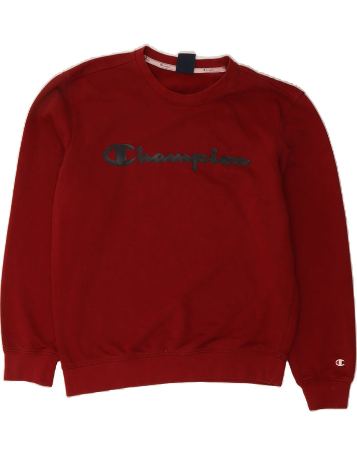 CHAMPION Mens Graphic Sweatshirt Jumper Medium Burgundy Cotton Vintage Champion and Second-Hand Champion from Messina Hembry 