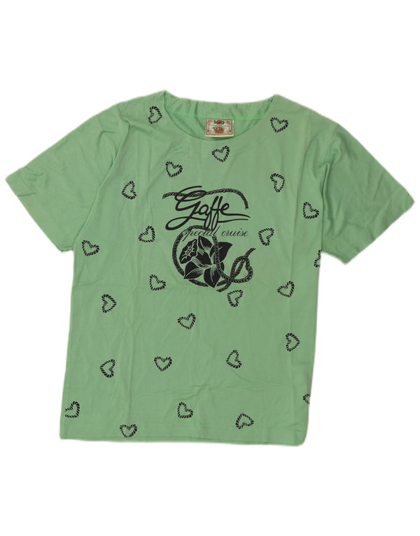 Vintage Womens Graphic T-Shirt Top IT 46 Large Green Floral Cotton