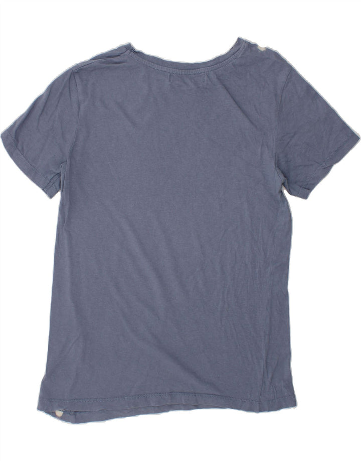 PULL & BEAR Womens Graphic T-Shirt Top UK 4 XS Blue Cotton Vintage Pull & Bear and Second-Hand Pull & Bear from Messina Hembry 