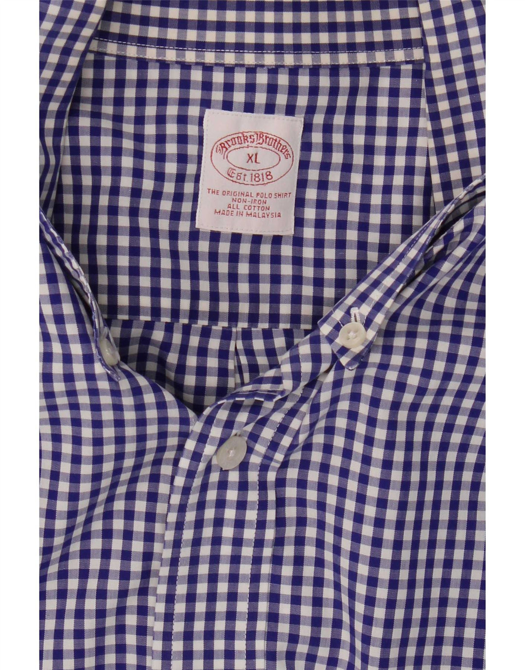 Ανδρικό πουκάμισο Brooks Brothers XL Blue Gingham Cotton