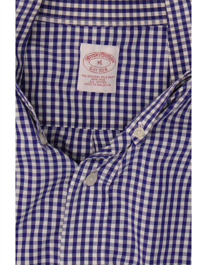 Ανδρικό πουκάμισο Brooks Brothers XL Blue Gingham Cotton