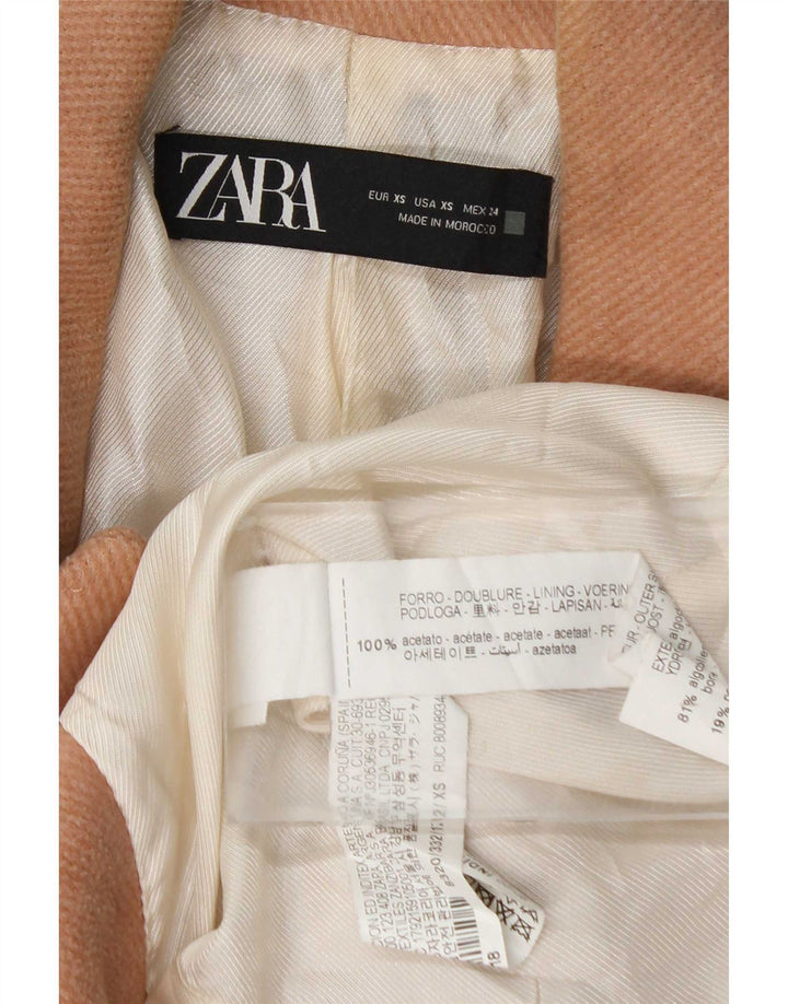 Zara Γυναικείο Παλτό με διπλό στήθος UK 6 XS Ροζ Βαμβακερό