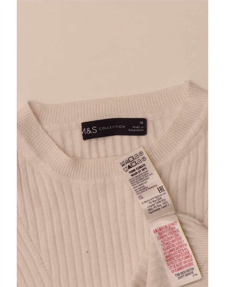 Marks & Spencer Γυναικείο πουλόβερ με λαιμόκαυστο UK 10 Small White