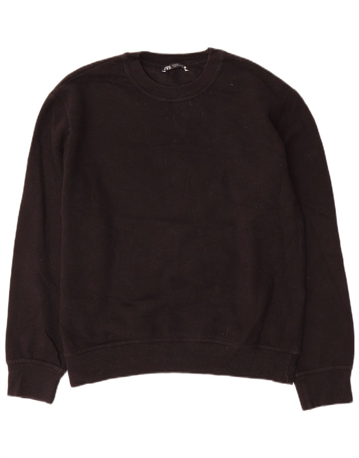 Zara Γυναικεία Φούτερ Jumper UK 14 Medium Black Cotton