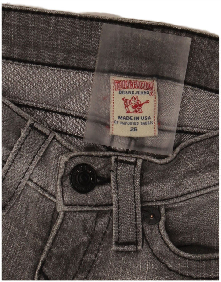 True Religion Womens Distressed Slim Jeans W26 L29 Γκρι βαμβακερό