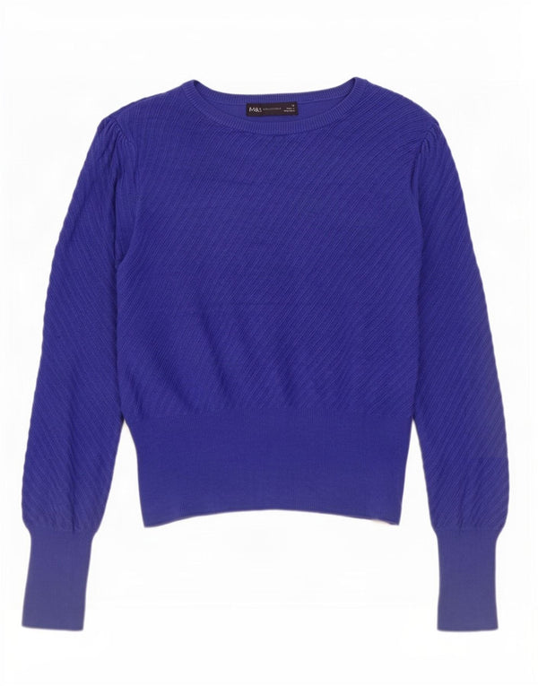 Marks & Spencer Γυναικείο Crop Boat Neck Jumper πουλόβερ UK 12 Medium Blue