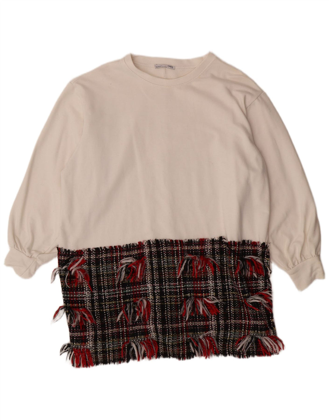 Γυναικείο φούτερ μεγάλου μεγέθους ZARA Jumper UK 14 Medium White Colourblock
