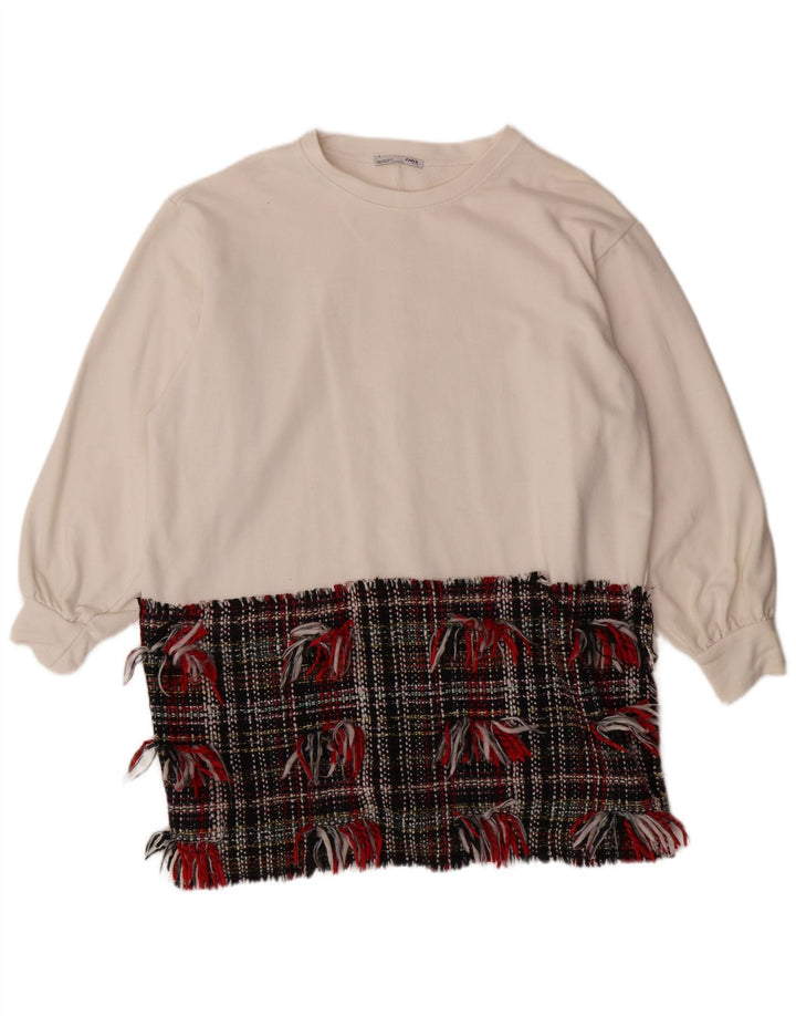 Γυναικείο φούτερ μεγάλου μεγέθους ZARA Jumper UK 14 Medium White Colourblock