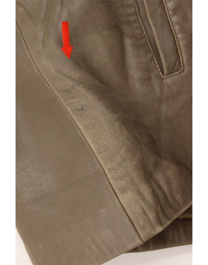Vintage Γυναικείο Δερμάτινο Μπουφάν IT 44 Medium Khaki Leather