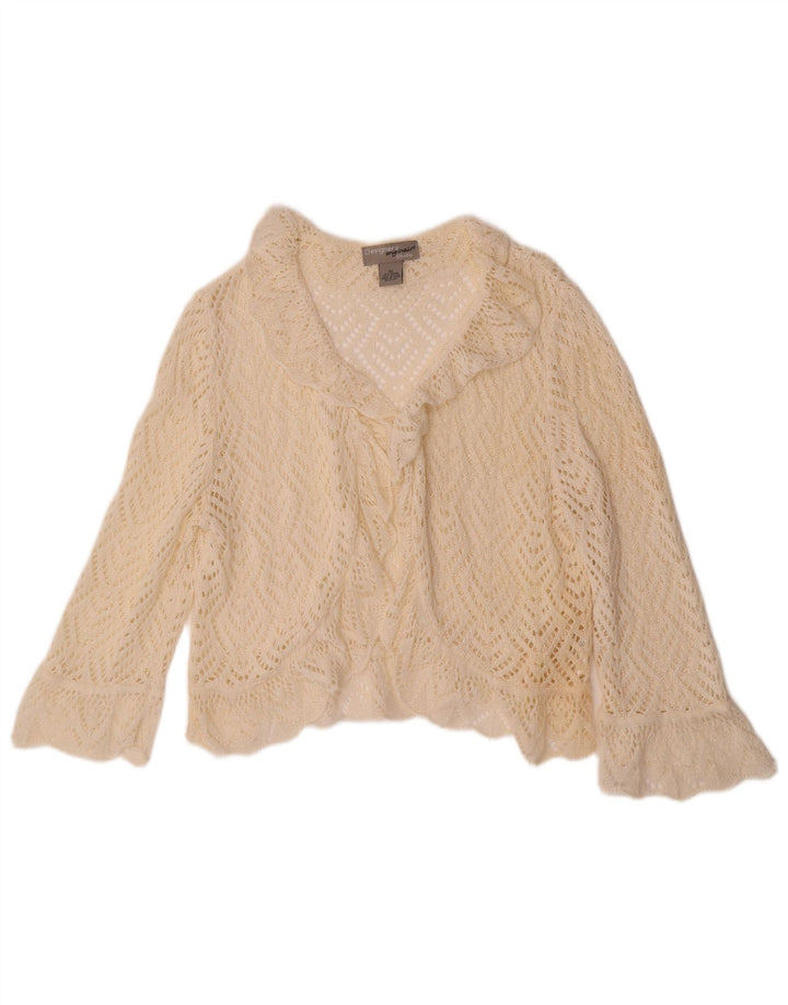 VINTAGE Γυναικείο Crop 3/4 μανίκι ζακέτα πουλόβερ UK 18 XL Off White