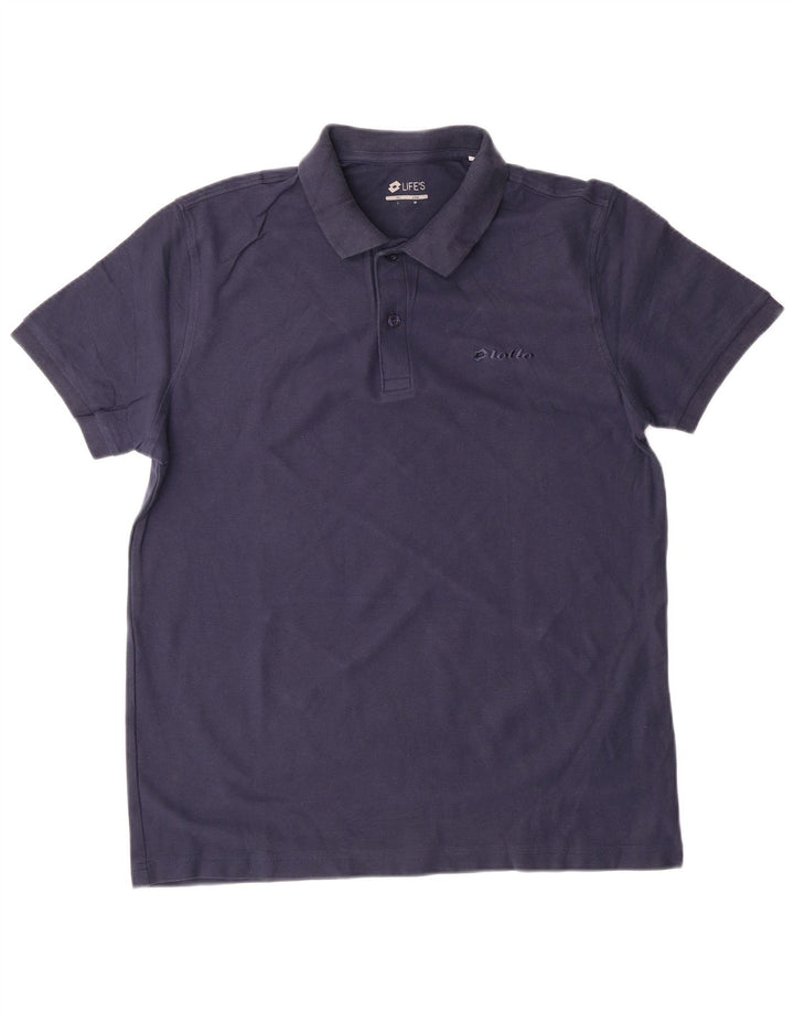 LOTTO Mens Polo Shirt Medium Navy Blue Cotton
