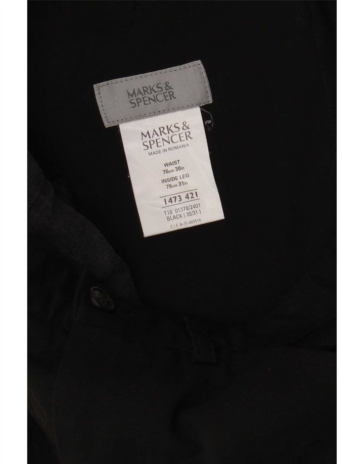 Ανδρικό ίσιο καθημερινό παντελόνι Marks & Spencer W30 L31 Μαύρο πολυεστέρα
