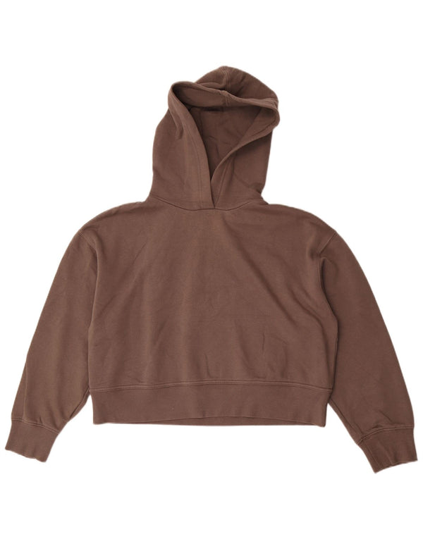 Zara Womens Crop Oversized Hoodie Jumper UK 14 Βαμβακερό μεσαίο καφέ