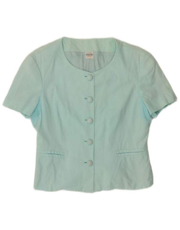 BENETTON Womens 5 Button Short Sleeve Blazer Jacket IT 44 Medium Turquoise