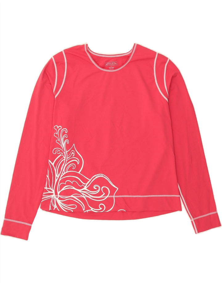 ATHLETA Womens Top Long Sleeve UK 16 Large Pink Paisley Polyamide Vintage Athleta and Second-Hand Athleta from Messina Hembry 