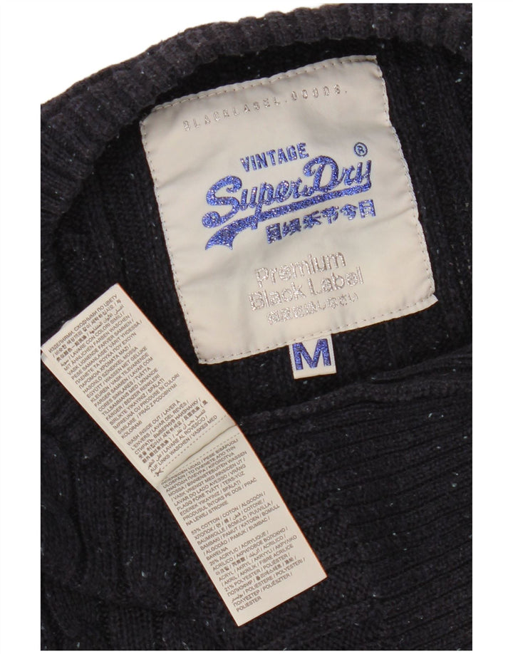 SUPERDRY Γυναικείο πουλόβερ με λαιμόκαυστο UK 12 μεσαίο μπλε βαμβακερό