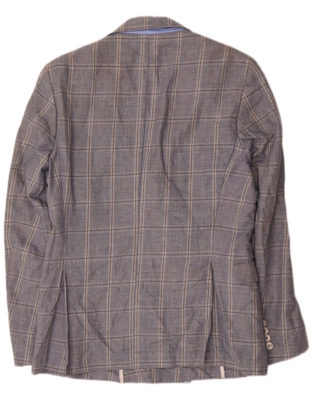 Zara Ανδρικό σακάκι μπλέιζερ με διπλό στήθος EU 48 Medium Navy Blue Check Cotton