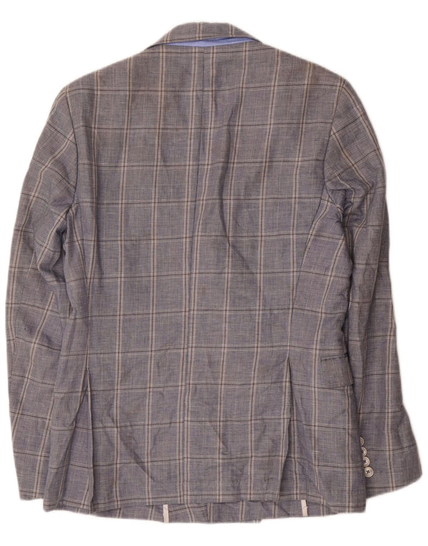 Zara Ανδρικό σακάκι μπλέιζερ με διπλό στήθος EU 48 Medium Navy Blue Check Cotton