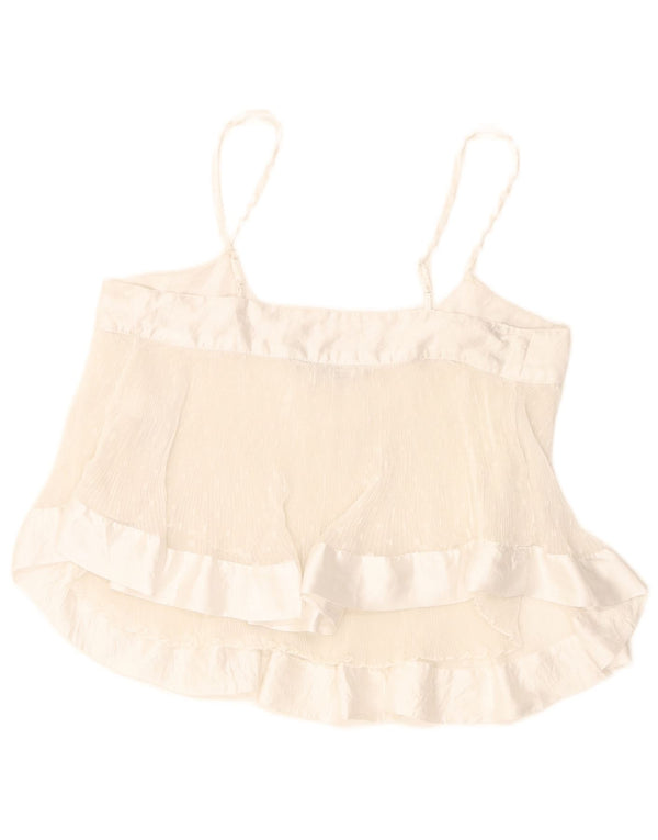 Zara Womens Crop Cami Top 10 Small White Spotted Polyester