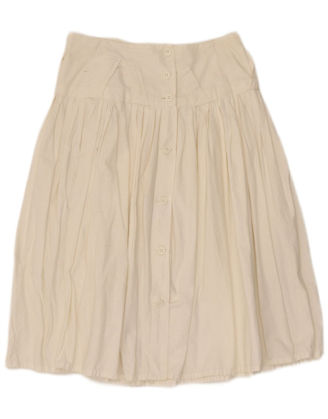 Vintage Γυναικεία Πλισέ Φούστα IT 44 Medium W28 Λευκή Βαμβακερή