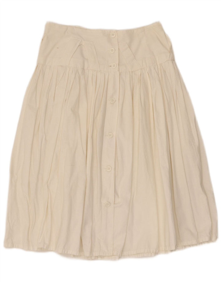 Vintage Γυναικεία Πλισέ Φούστα IT 44 Medium W28 Λευκή Βαμβακερή