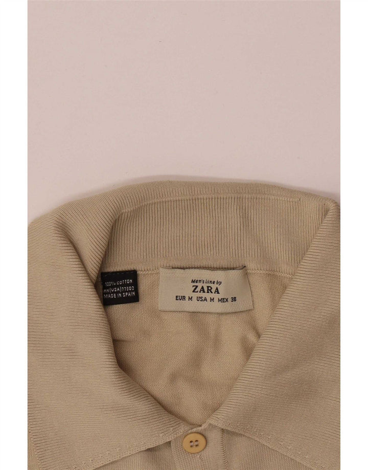 Zara Ανδρικό Πόλο Μπλουζάκι Μεσαίο Μπεζ Βαμβακερό