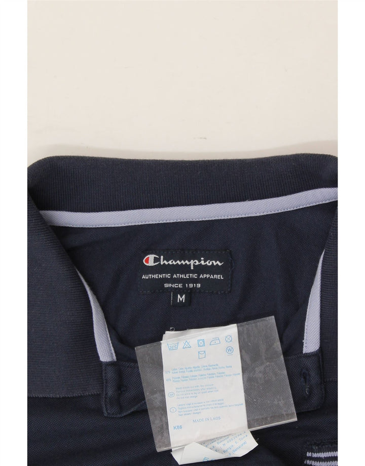 CHAMPION Mens Polo Shirt Medium Navy Blue Cotton Vintage Champion and Second-Hand Champion from Messina Hembry 