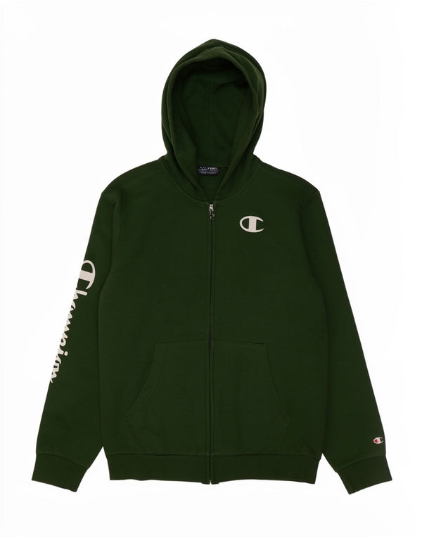 Champion Boys Graphic Zip Hoodie πουλόβερ 13-14 ετών XL Green Cotton Sports